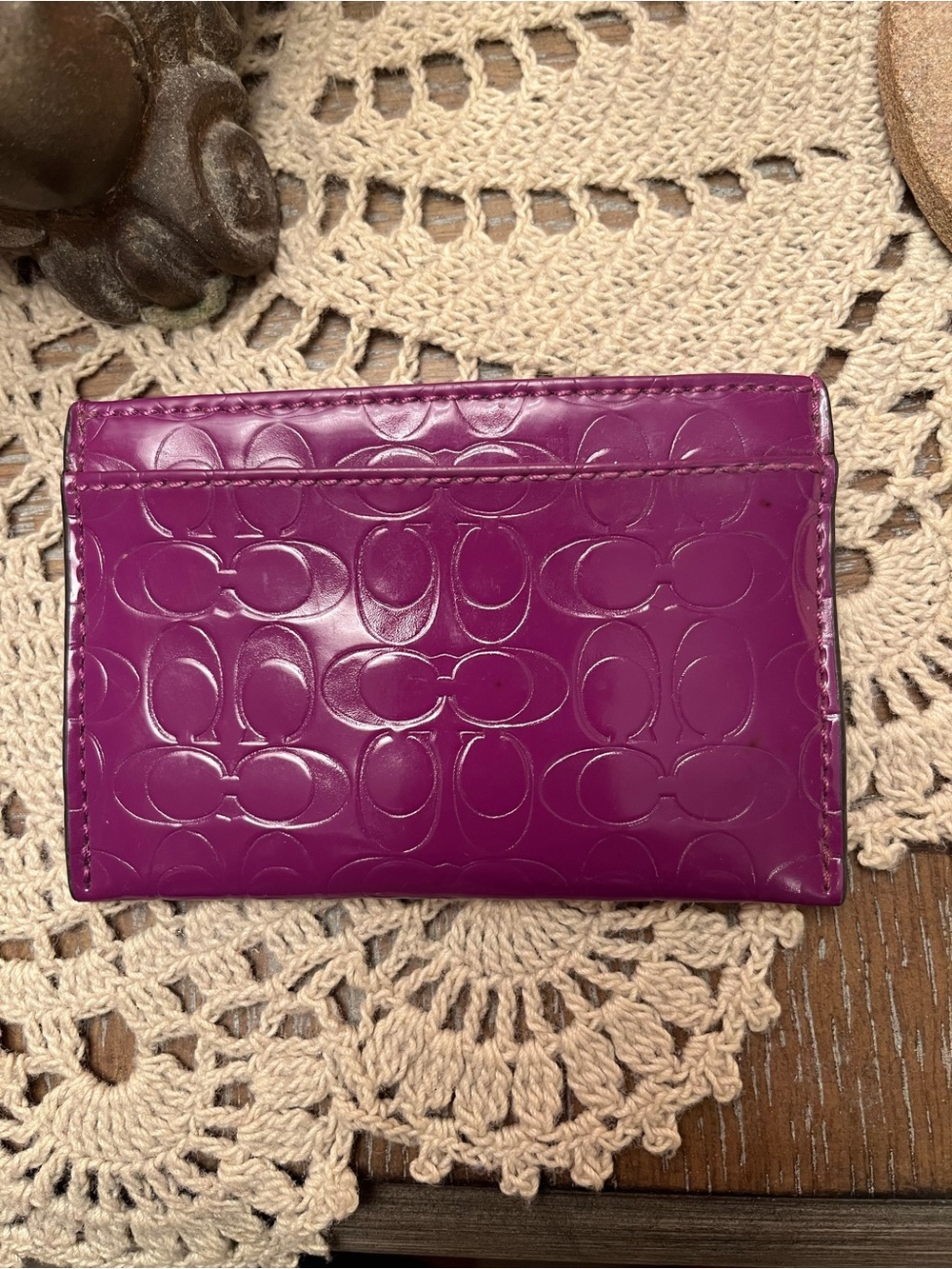 Coach Embossed Business Card Case in purple NWOT